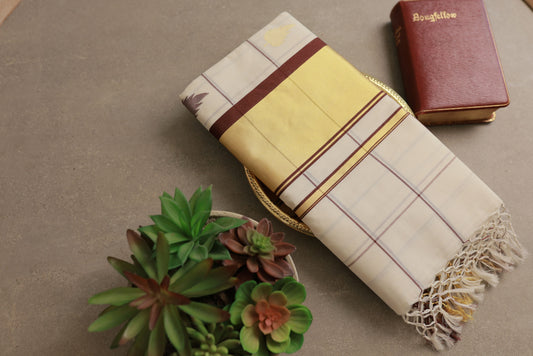Pure Handloom Coffee Brown Kasavu Saree